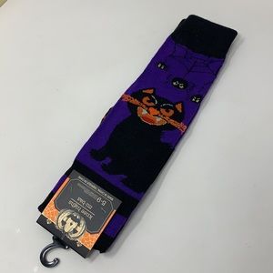 Sz 5-9 black Cat lover Halloween socks knee highs